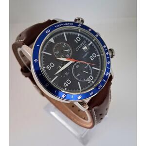 Gentlemens Citizen Chronograph Leather Date Wrist Watch